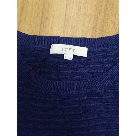 LOFT Womens Lightweight Size XS Navy Blue 3/4 Knit Sweater Work Casual - Picture 2 of 5